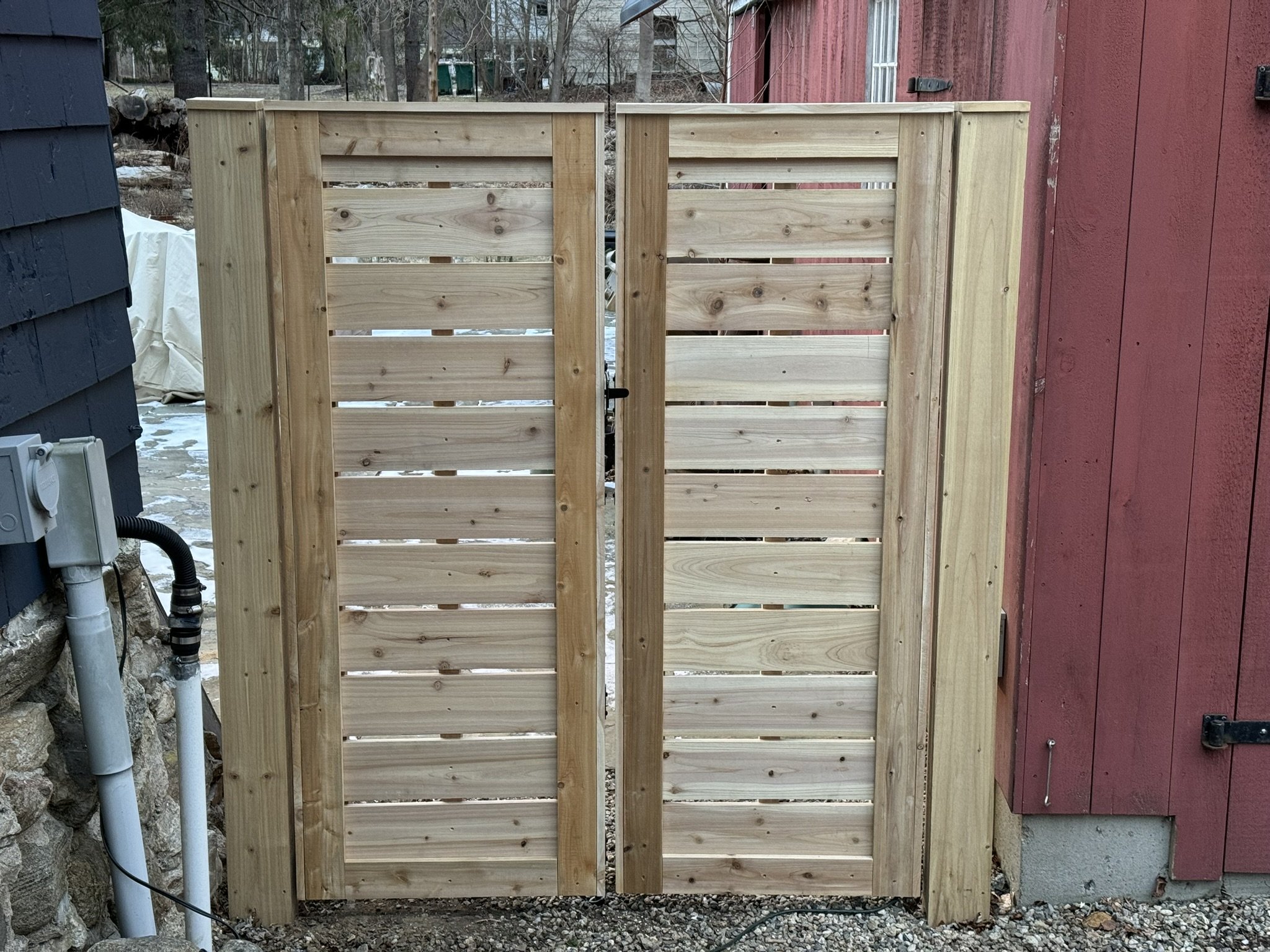 Custom cedar semi-privacy horizontal gates in Redding CT