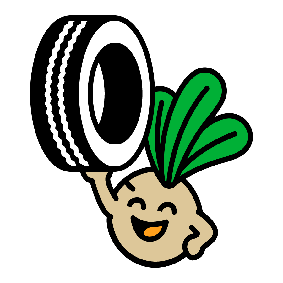 A graphic illustration of a green tire.
