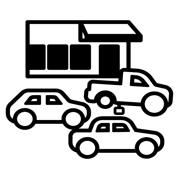 Green outlined vehicle icons
