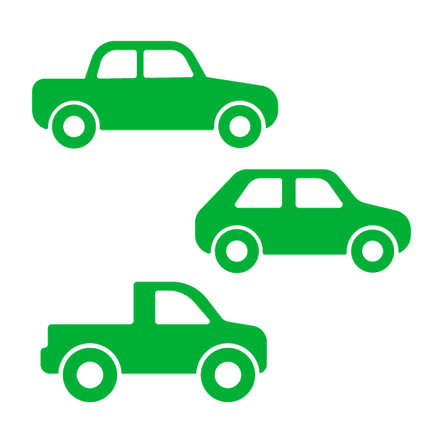 Green outlined vehicle icons