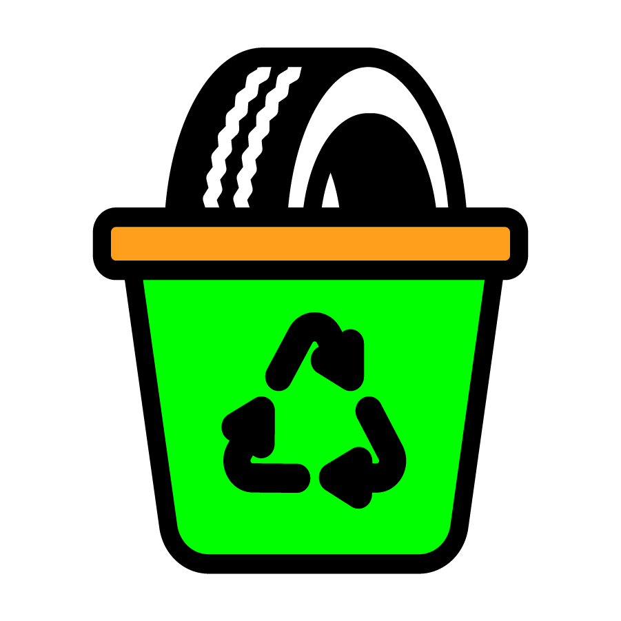 Green tires icon for recycling