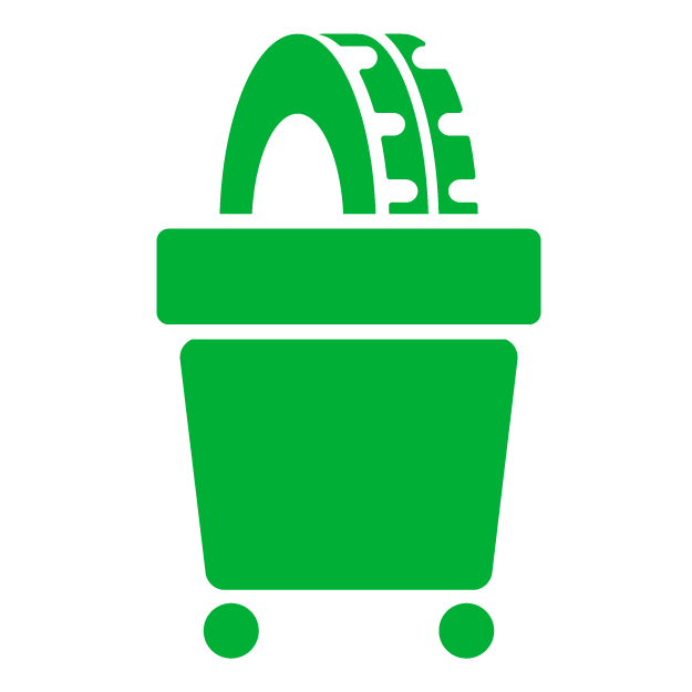 Green tires icon for recycling