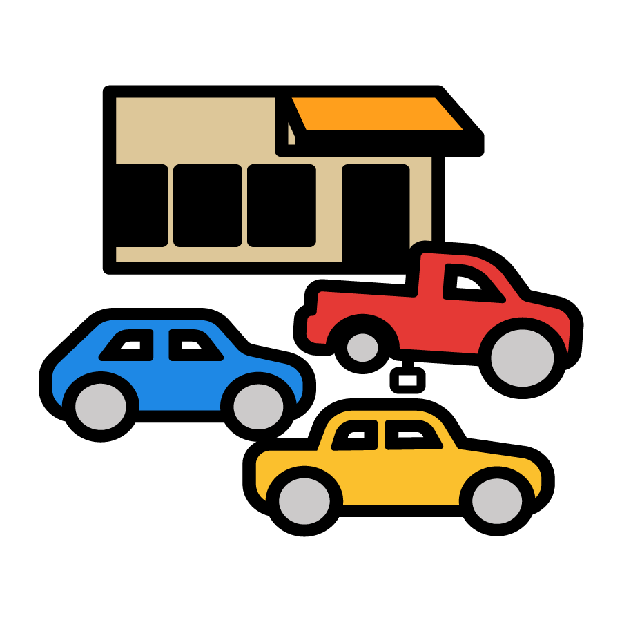 Green outlined vehicle icons