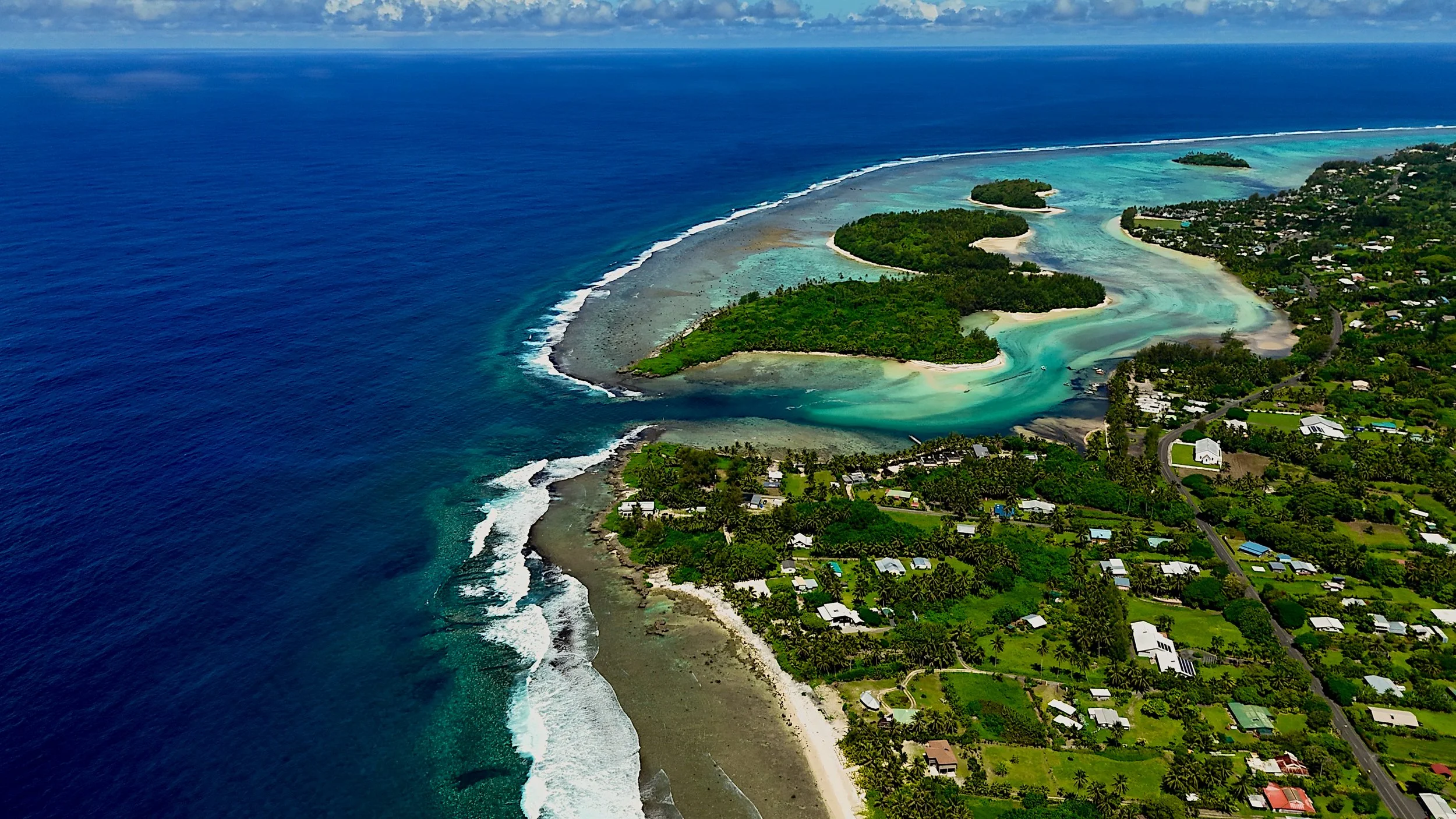 Aerial view of Avana Harbour, Rarotonga.