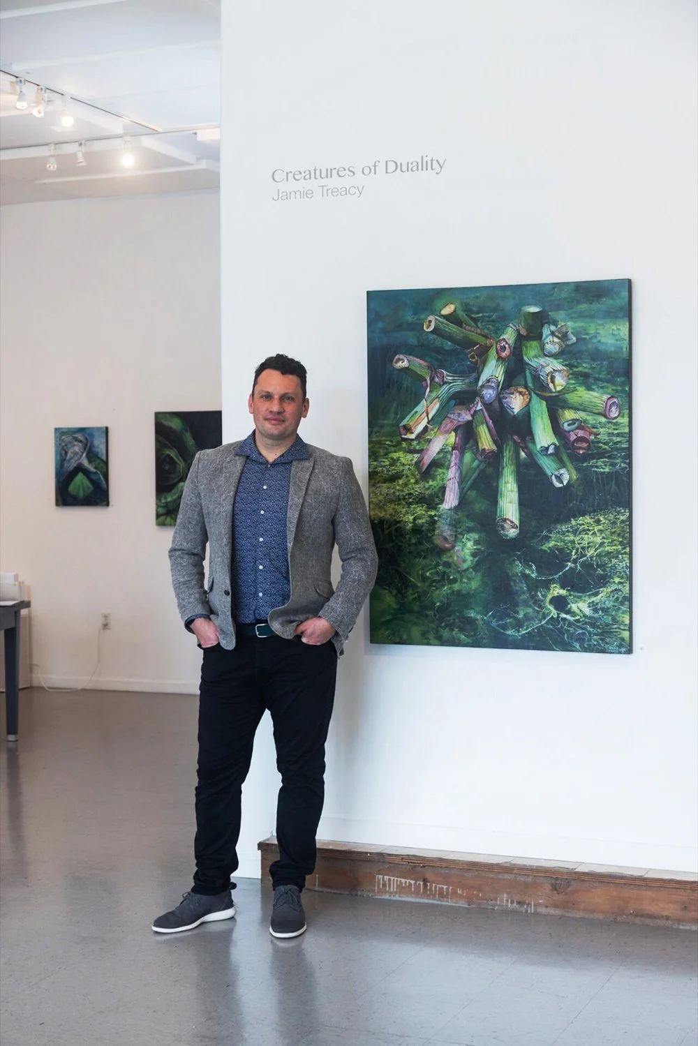 Jamie Treacy with his work in Creatures of Duality