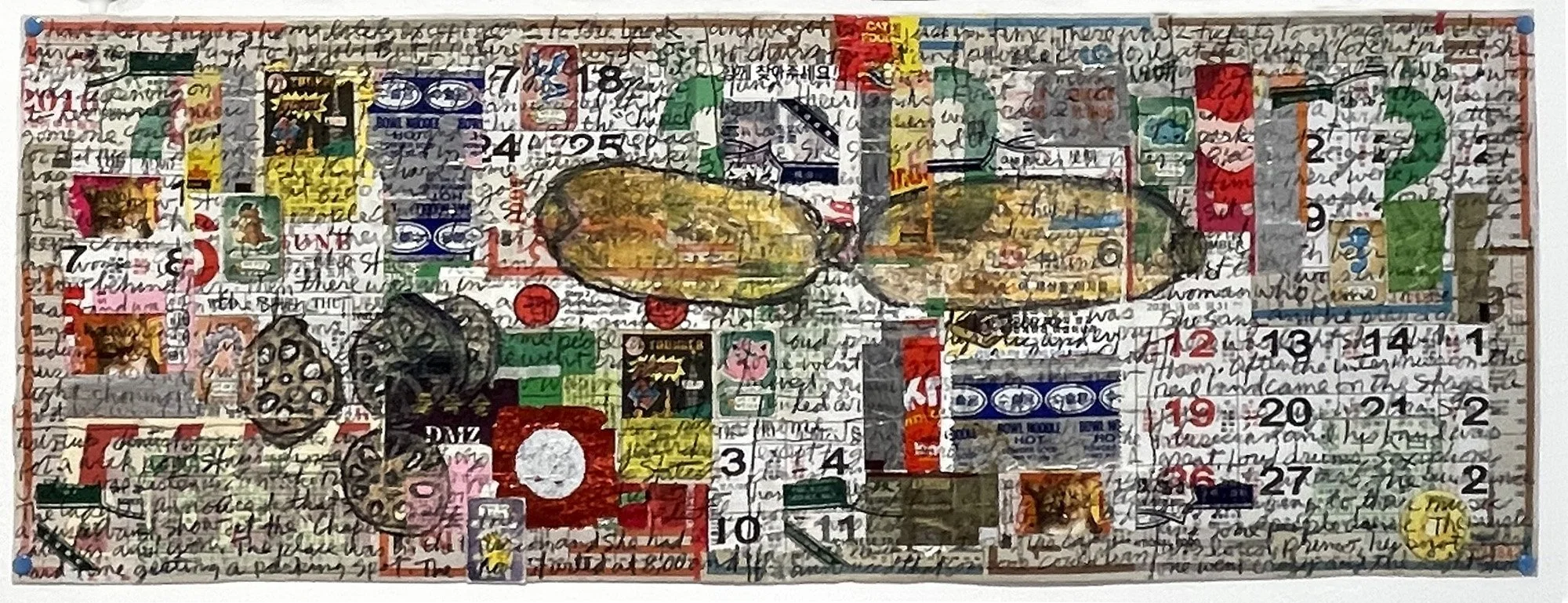Stan Chan collage, Swett Potatoes, 11" X 30”