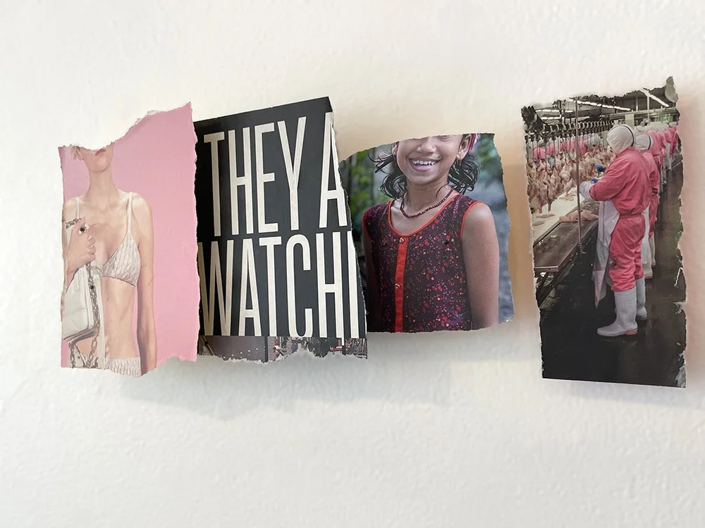 TaVee McAllister Lee, They Watch, 2025, torn paper installation, 6.5 x 16 x 2