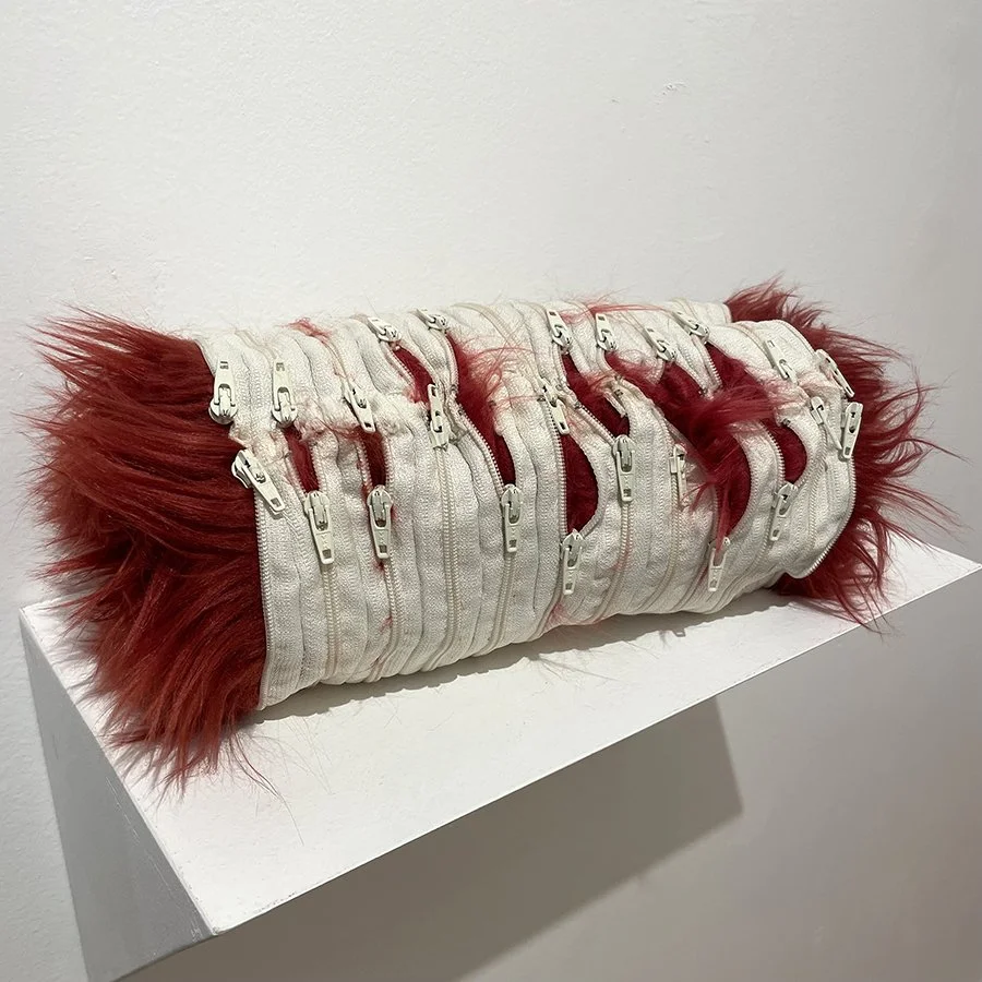 Rachel Major, Zipper Meat, 2015, fabric, zippers, thread, polyester filling 11 x 4.75