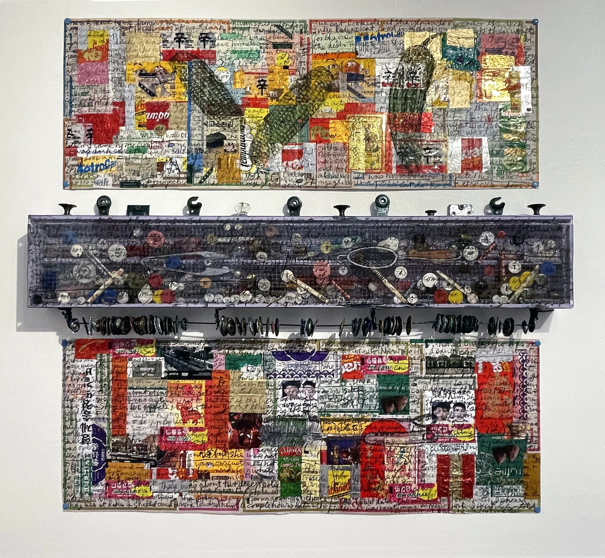 Stan Chan, collage at top is Corn and Bitter melon, box in the middle, collage at bottom is Can Openers