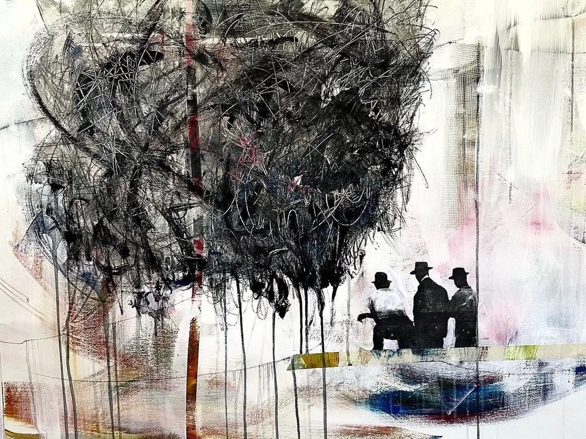 "East 5th Ave. Oakland"  30"x40" mixed media on canvas 2024