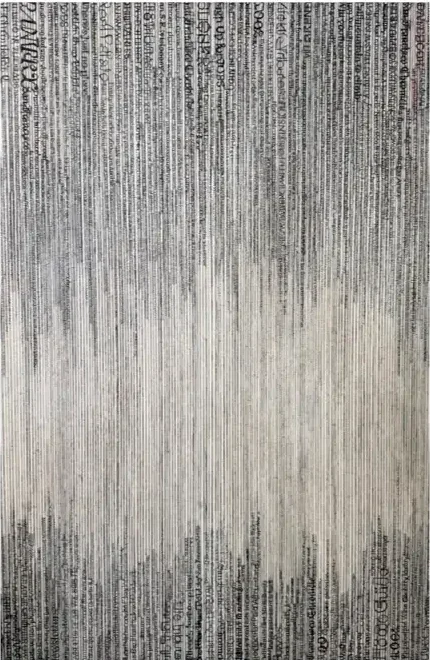 Joni Marie Theodorsen, Portrait of the Living Sky II, 2025, oil and graphite over newspaper on panel, 60x40