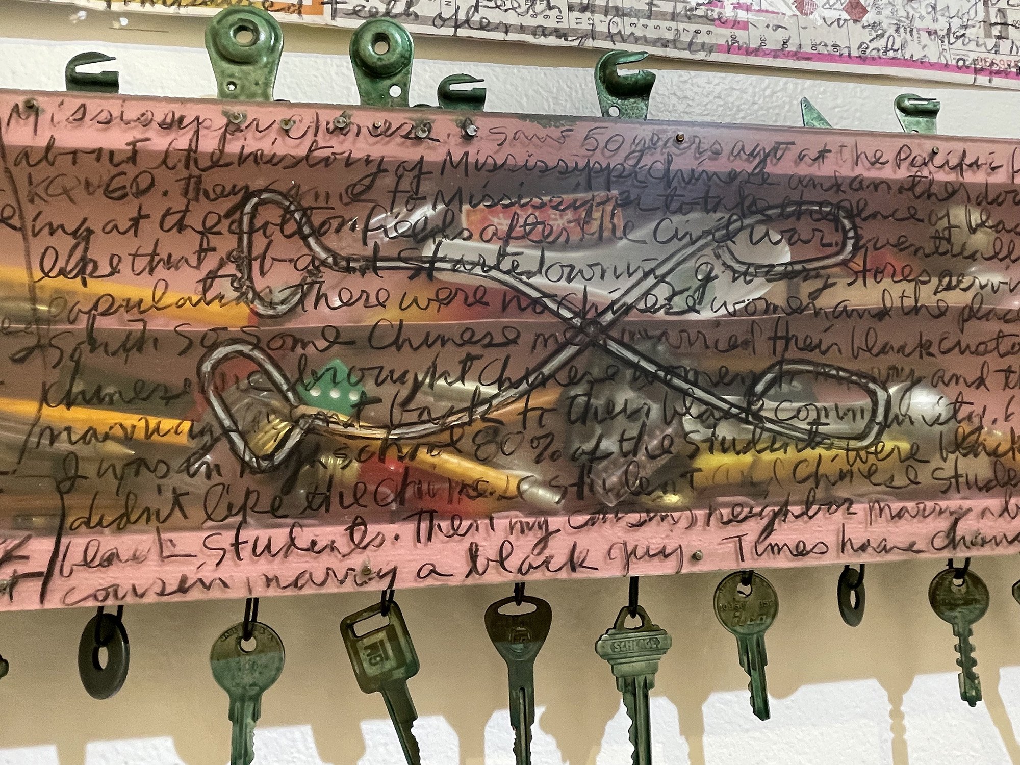 Stan Chan box, Tongs and Whistles, detail, 6" X 32" X 1.5” 