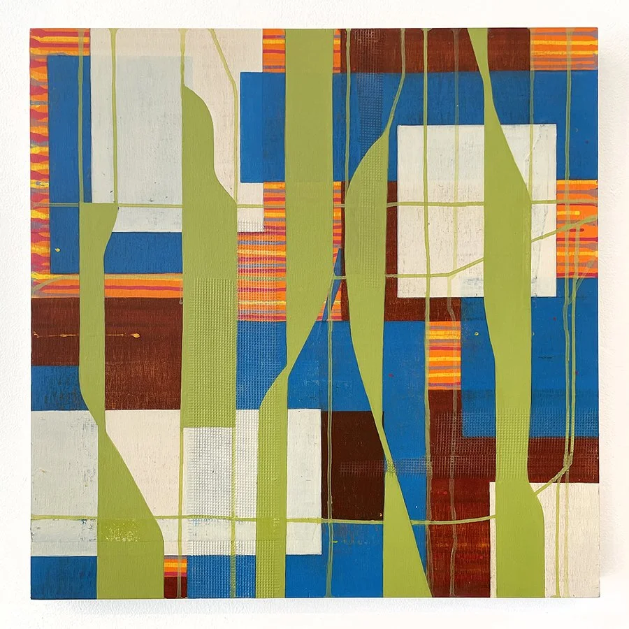 Jules. Campbell, Adeline St. 3 (green), 2024, mixed medium, 24 x 24