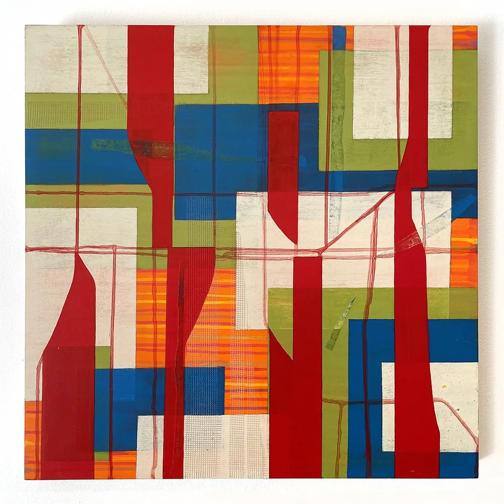 Jules. Campbell, Adeline St. 4 (red), 2024, mixed medium, 24 x 24