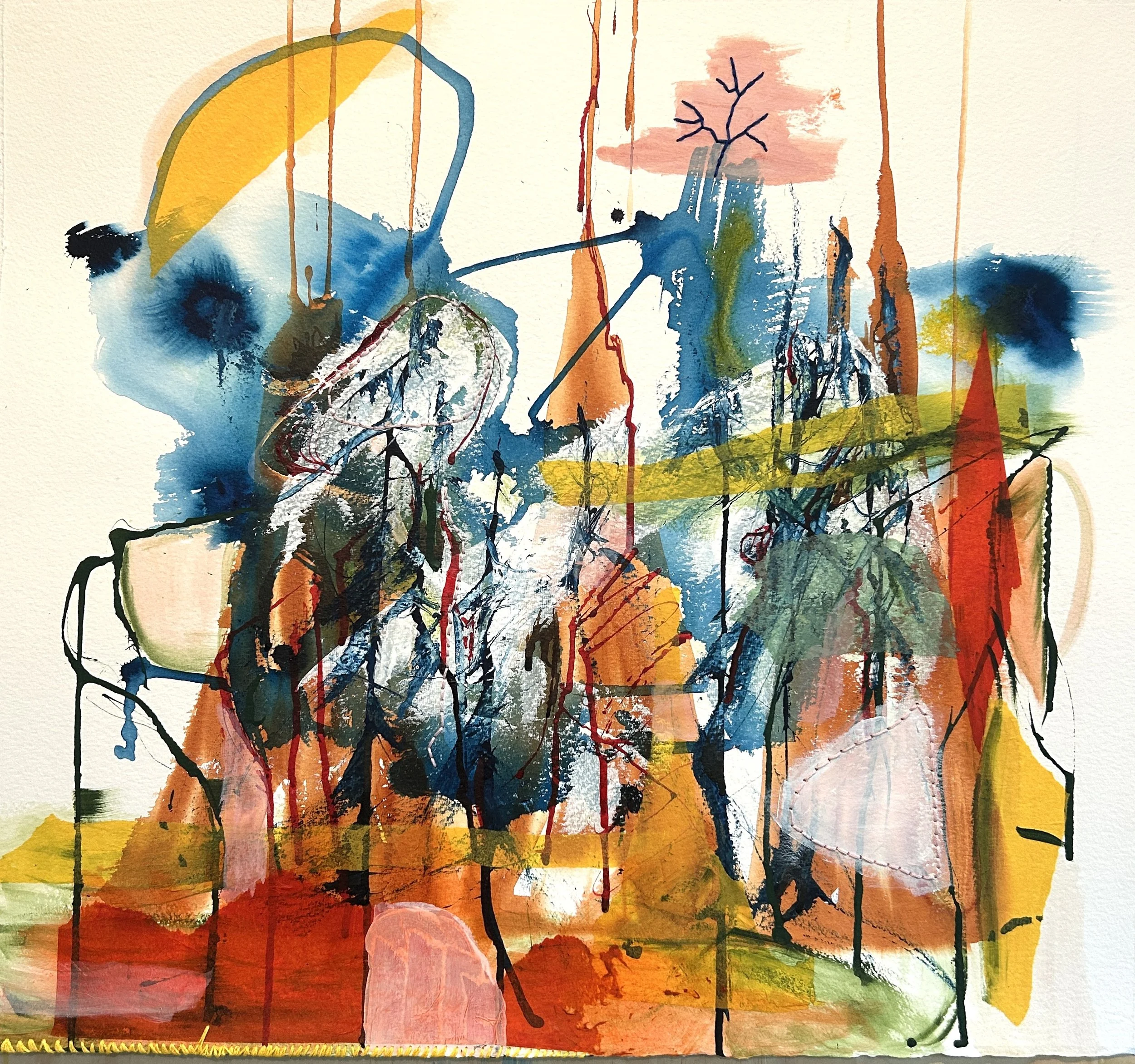 Desert Sunset 22.25" x 24.5" mixed media on paper