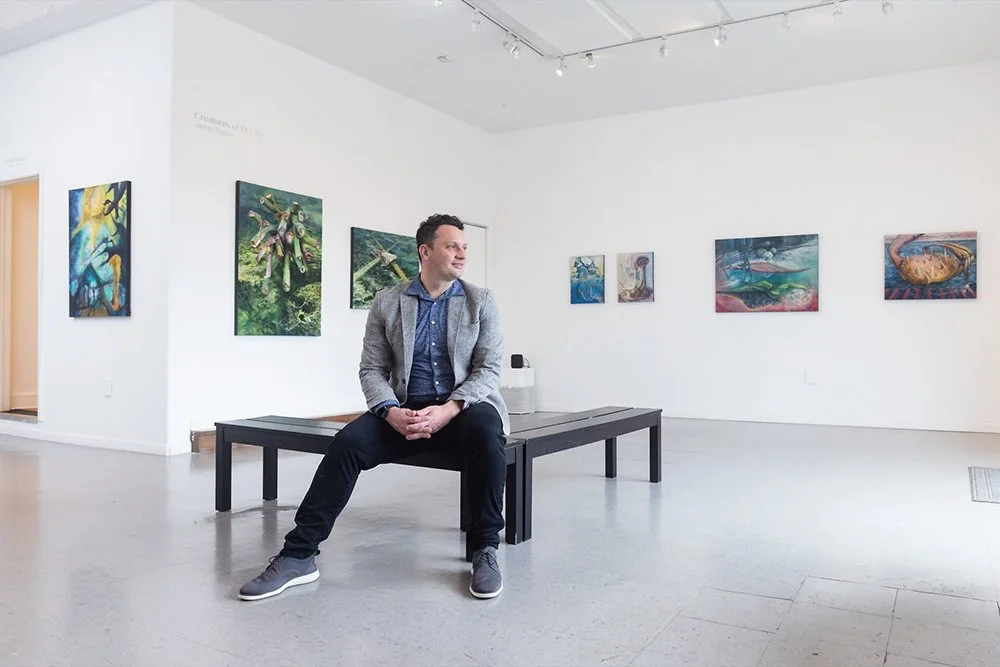 Jamie Treacy with his work in Creatures of Duality