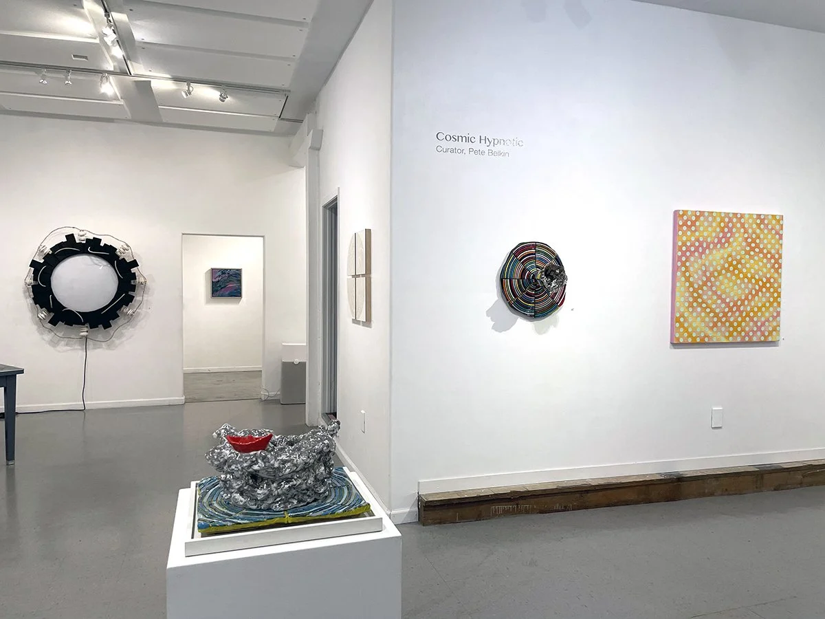 Cosmic Hypnotic, work by Colby Claycomb, left, Alexis Arnold, right