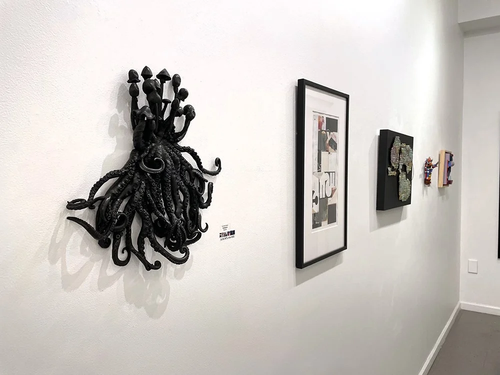 Revealing/Concealing, Nancy Toomey, juror, work by Courtney Brown in th foreground