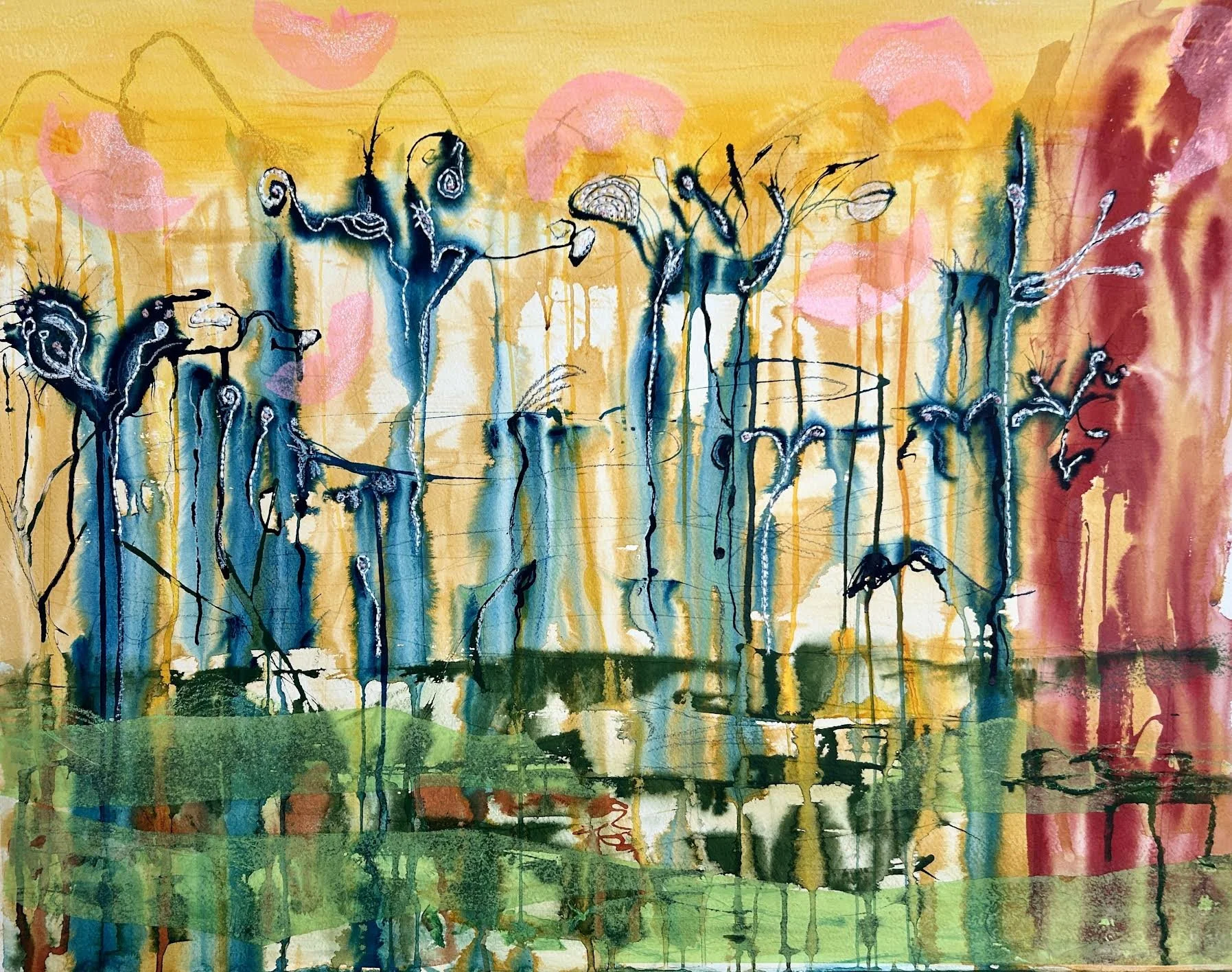 Take Me to the River 24"x30" mixed media on paper