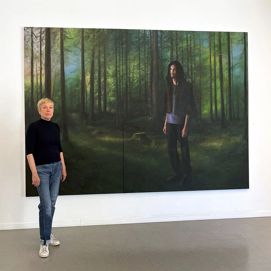 Tamera Avery with her painting Wander Land, 86 x 120