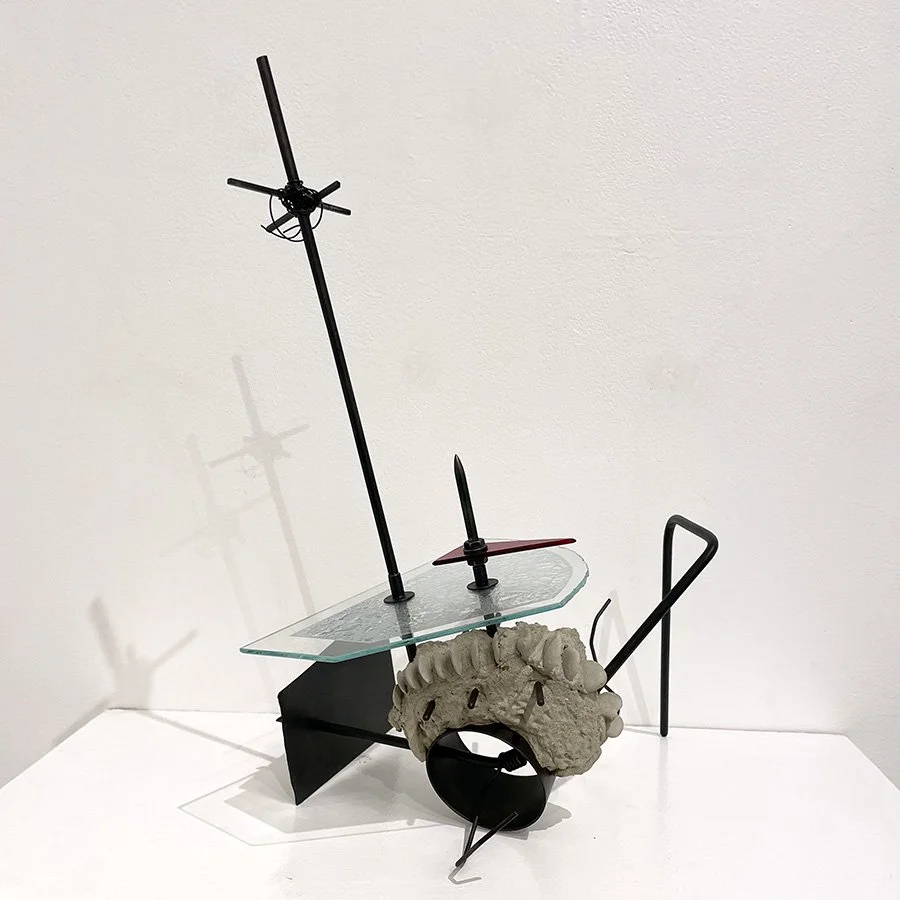 Danny Roslaes, Bent # 2, 2025, concrete, steel and glass, 