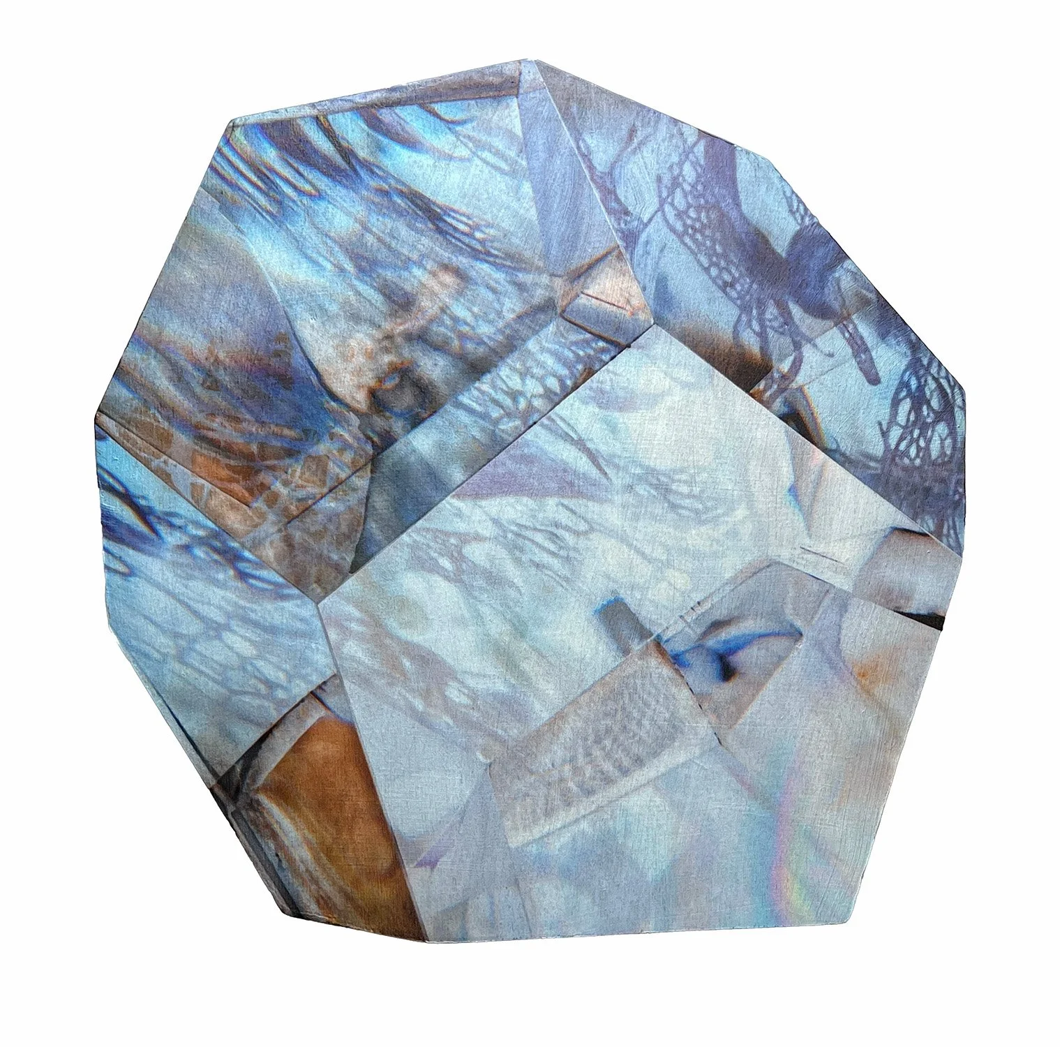 Laurence Elias, Decaphyte, 2024, UV-Inkjet on acrylic paint on wood, 16.3 x 19                 