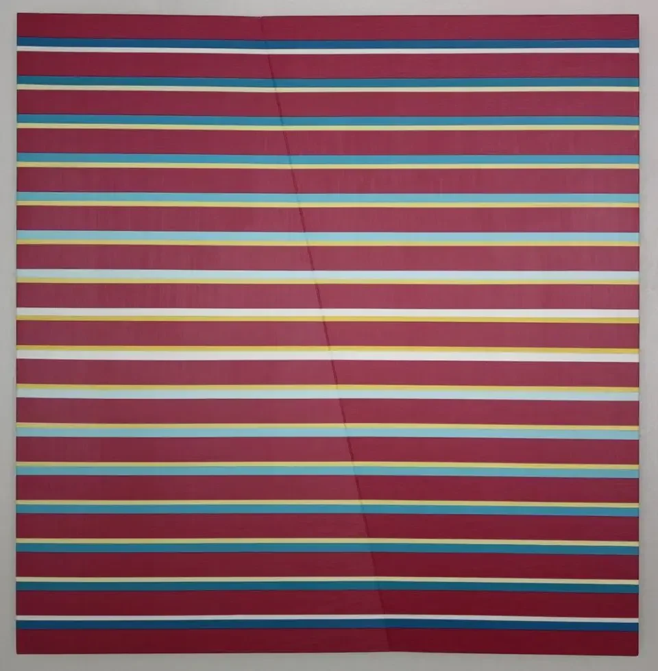 Brian Caraway, 1-6-5-2-5 Erie Pickoff, acrylic on canvas, 18.25 x 17.75