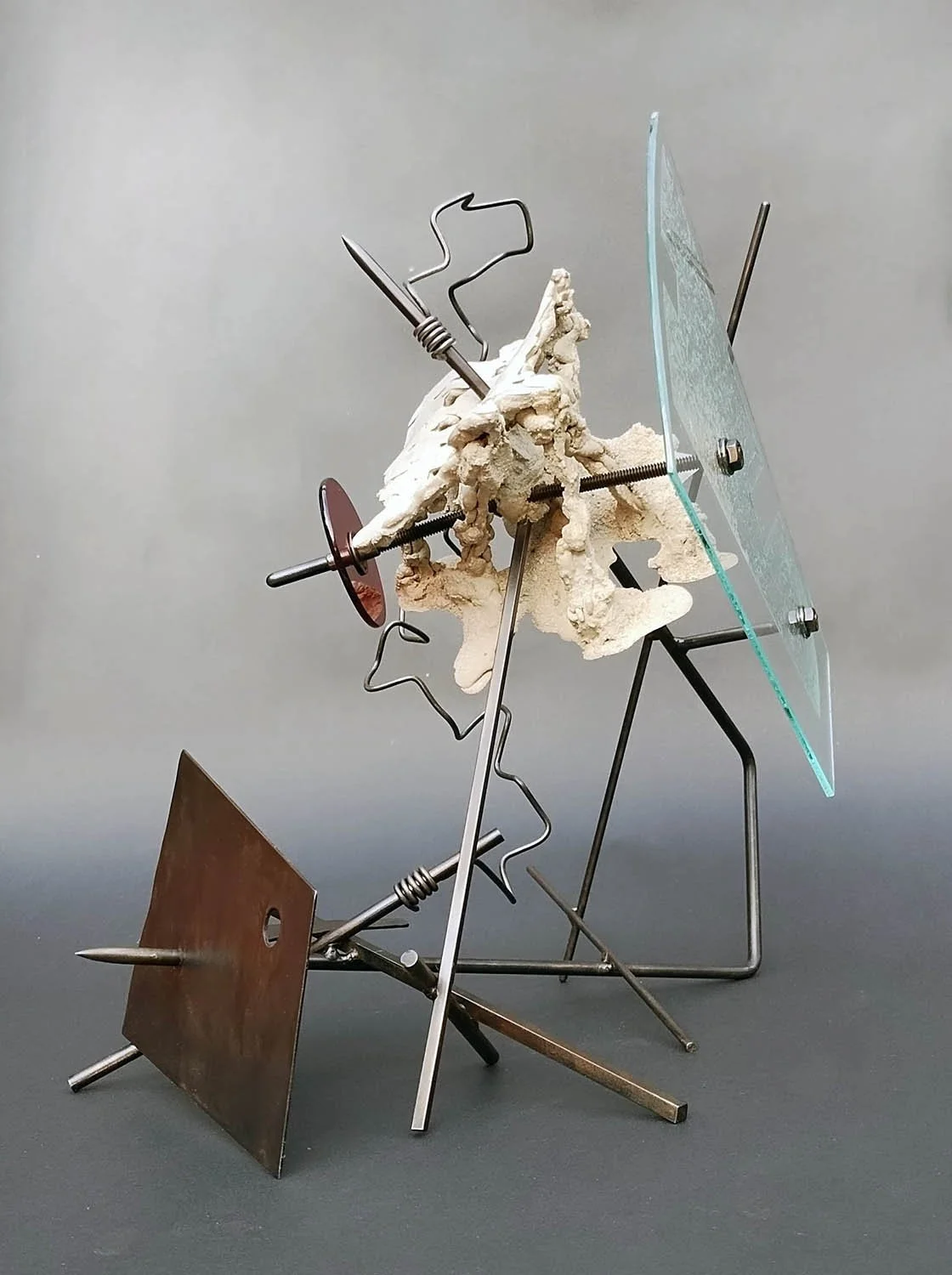 Danny Rosles, Bent #2, concrete, steel and glass, 14x13x12, 2025