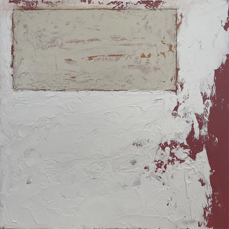 Jules Cambell, Container #1, 2025, mixed media on panel, 12 x 12