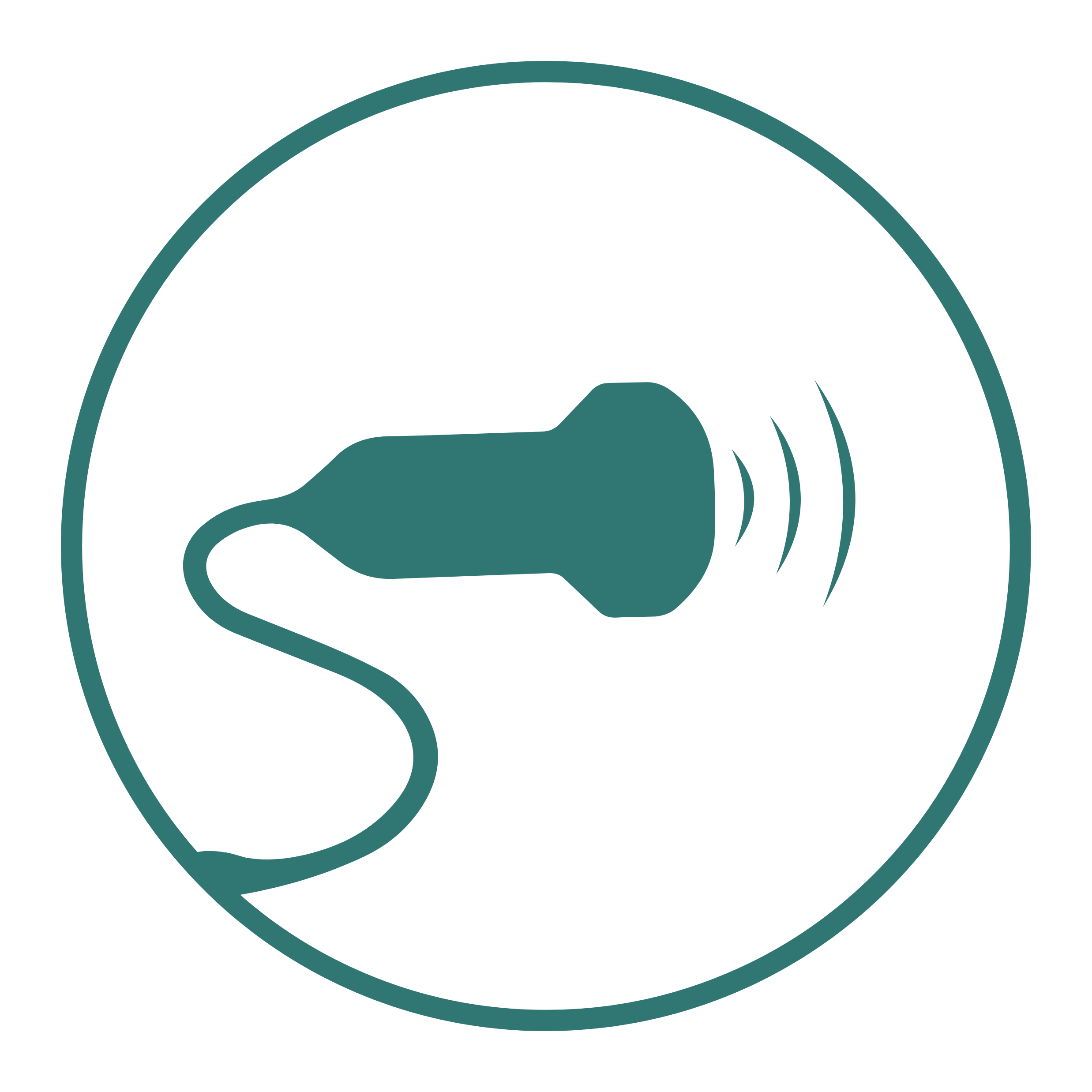 Icon of a microphone with sound waves, enclosed in a circle.