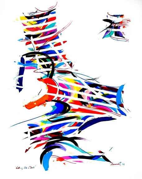 "Walking Like A Duck," 40" x 30" inks on paper