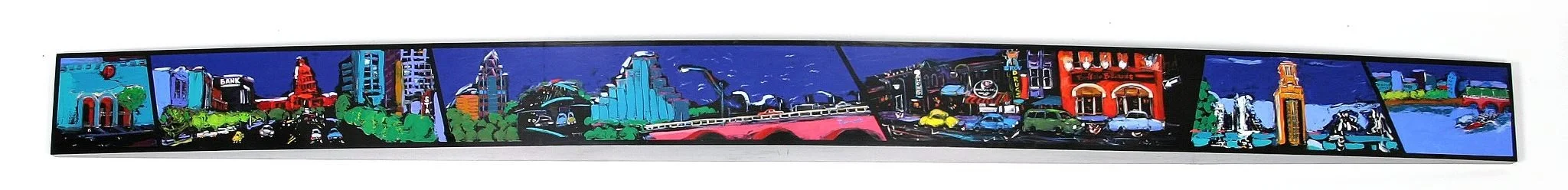 “Austin Flies,” 8″ x 132″ oil on maple