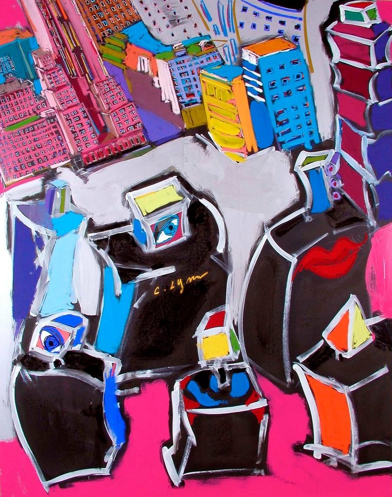 “C. Lynn Perfume,” 60″ x 40″ mixed media on panel