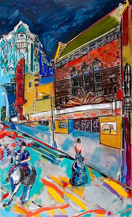 “Intermission,” 72″ x 38″ mixed media