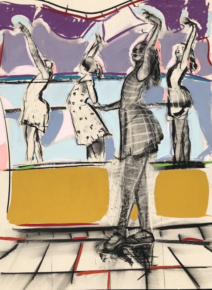 "Four Poses In Time," 48" x 36" pastel 2020