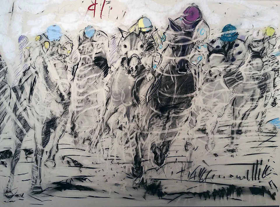 "Kentucky Derby Sketch," 22" x 34" pastel