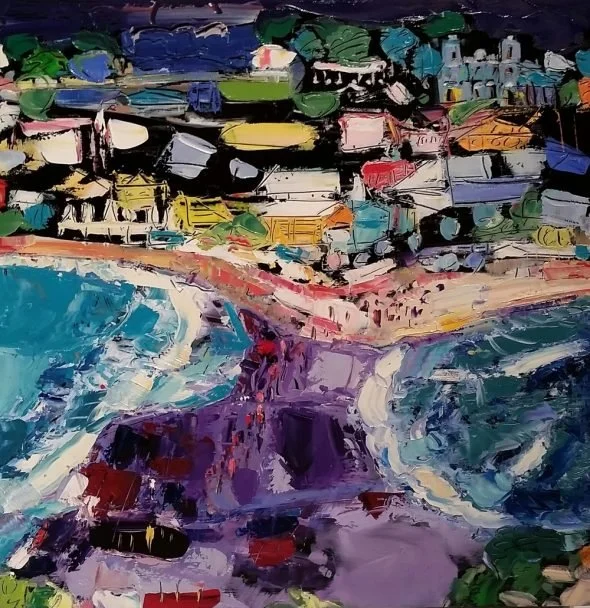 “Martinique With Lavendar,” 17″ x 12″ oil on maple