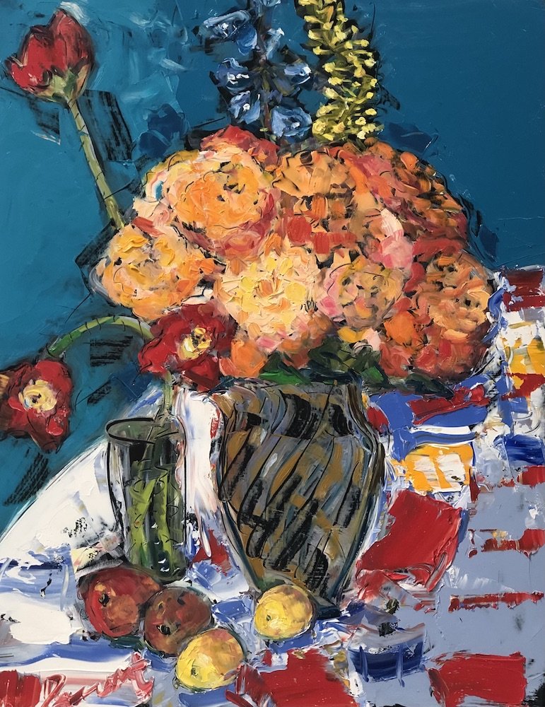 “Butterscotch Flower,” 18″ x 14″ oil 2022.jpeg