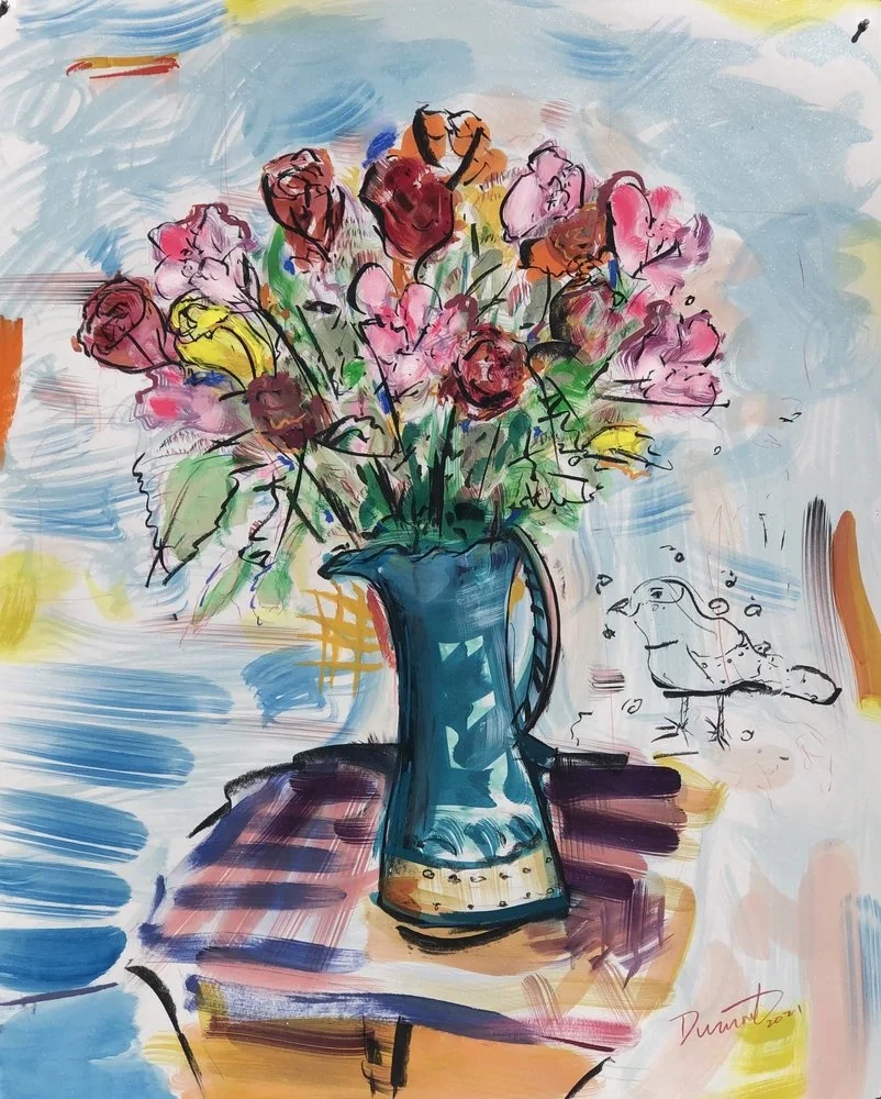 %22Turquoise Vase With Friends,%22 40%22 x 30%22 mixed media 2021.jpg