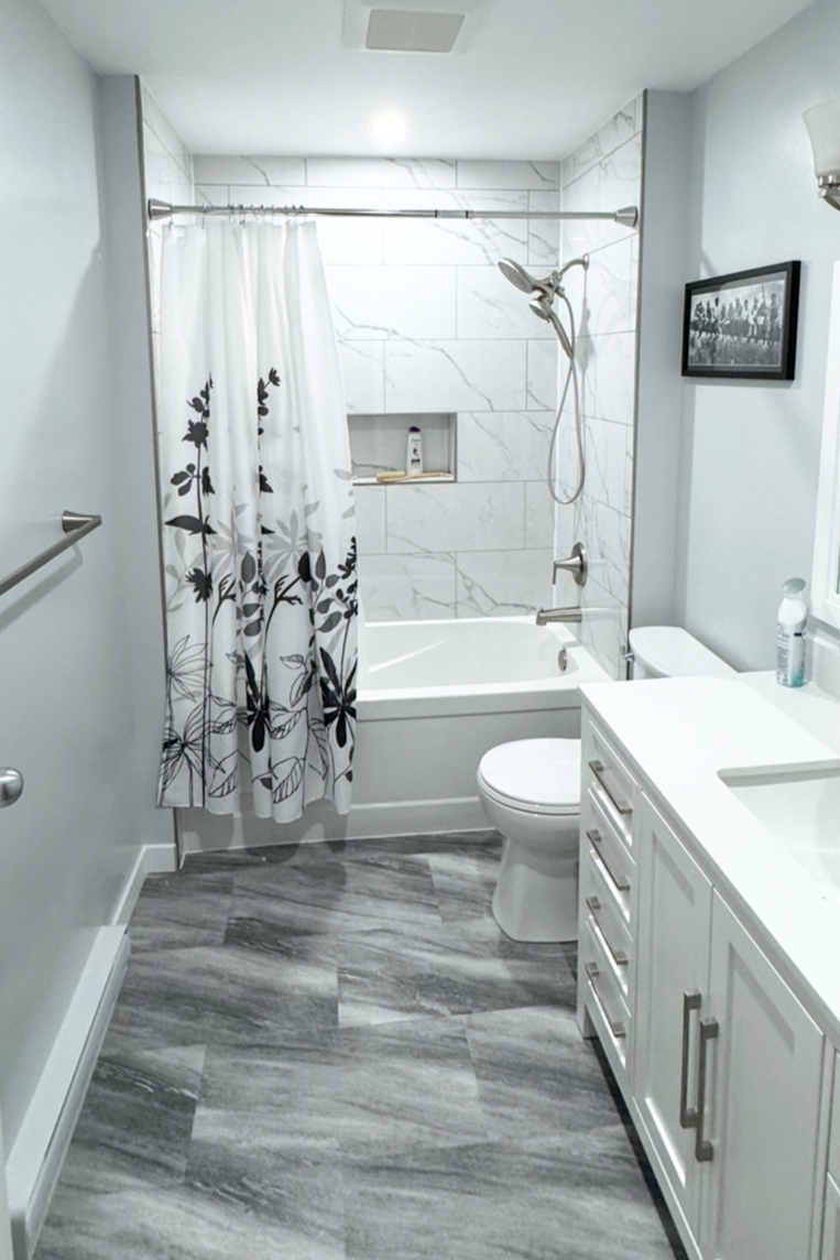 bathroom renovation with shower/tub combo