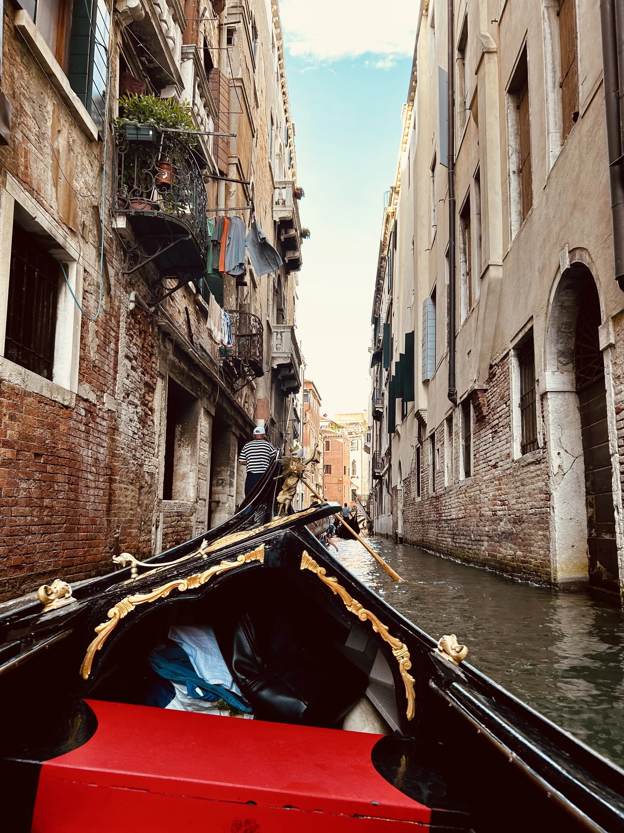a boat floating down the canals in venice