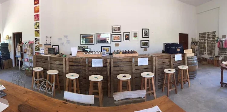 Birds Eye view over the tasting barn at Oneiric, Elgin, South Africa.