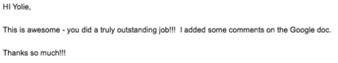 Email Copywriting feedback sent via email
