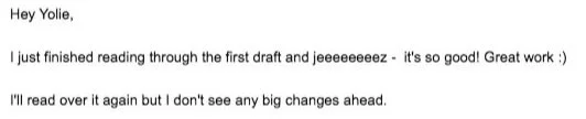 Website copywriting feedback sent via email after first draft