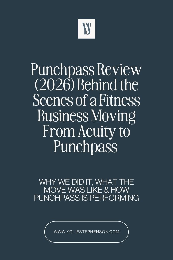 Text graphic with the title: Punchpass Review (2026): Behind the Scenes of a Fitness Business Switching from Acuity to Punchpass.