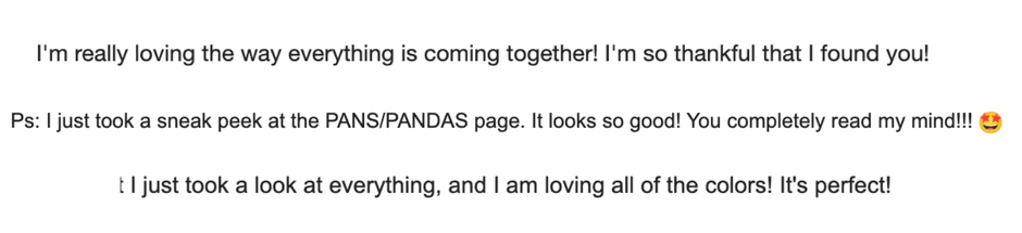 Three text messages expressing excitement and gratitude for Squarespace website design work, with heart and smiley face emojis.