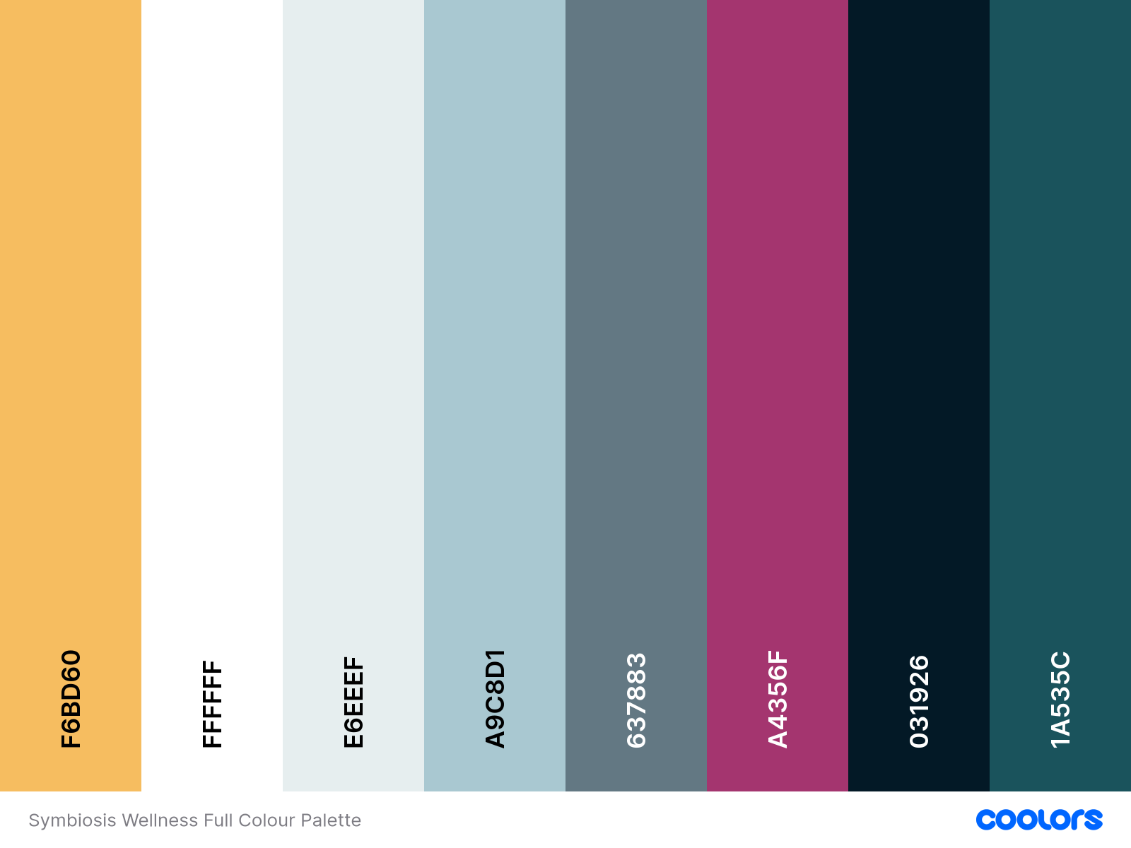 Eight vertical stripes in bold colors, ideal for a Nutritionist Website Redesign; hex codes listed for easy use.