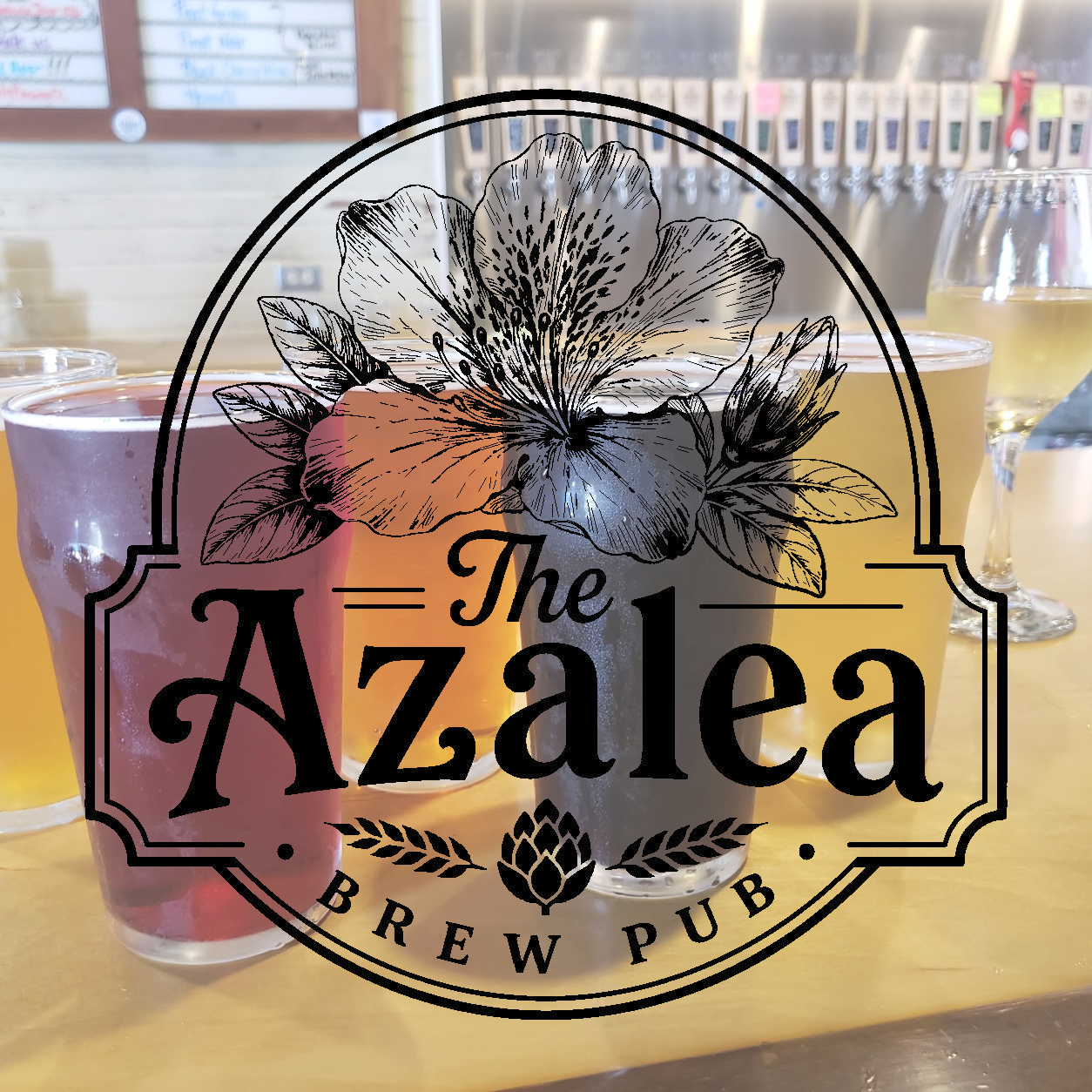 The Azalea Brew Pub logo, a sister restaurant of The Fillin' Station in Palatka, Florida.
