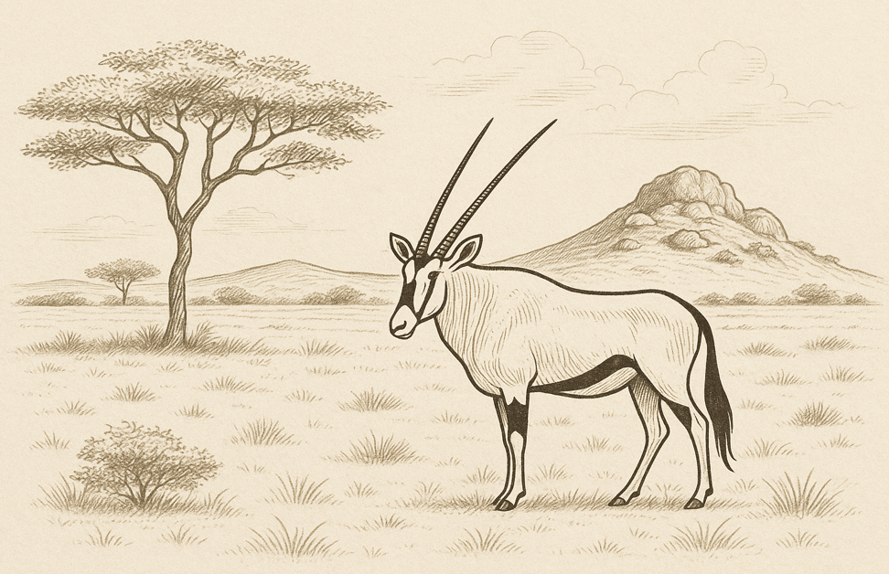 Illustration of an antelope standing alert in an African savanna landscape, reflecting the tracking metaphor in Tracking Triggers by John Ford.