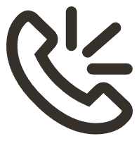 Icon of a telephone handset with sound waves indicating a call.